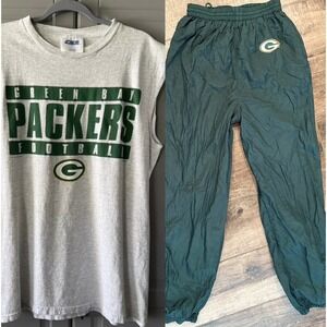 NFL Green Bay Packers Vintage 99' Fan Bundle(2)-Sleeveless T-Shirt & Pants, L